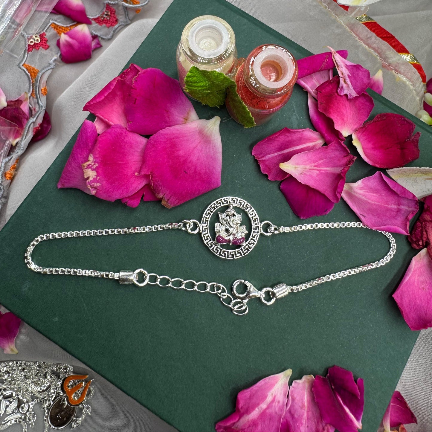 Ganesha Grace Silver Rakhi