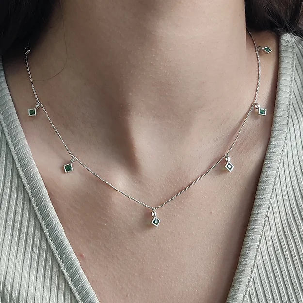 Green Stone Charm Chain