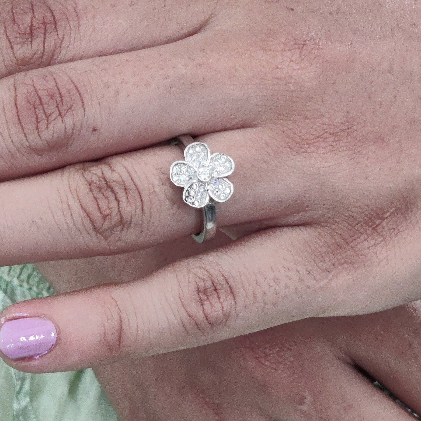 CZ Floral Ring – Pure 925 Silver