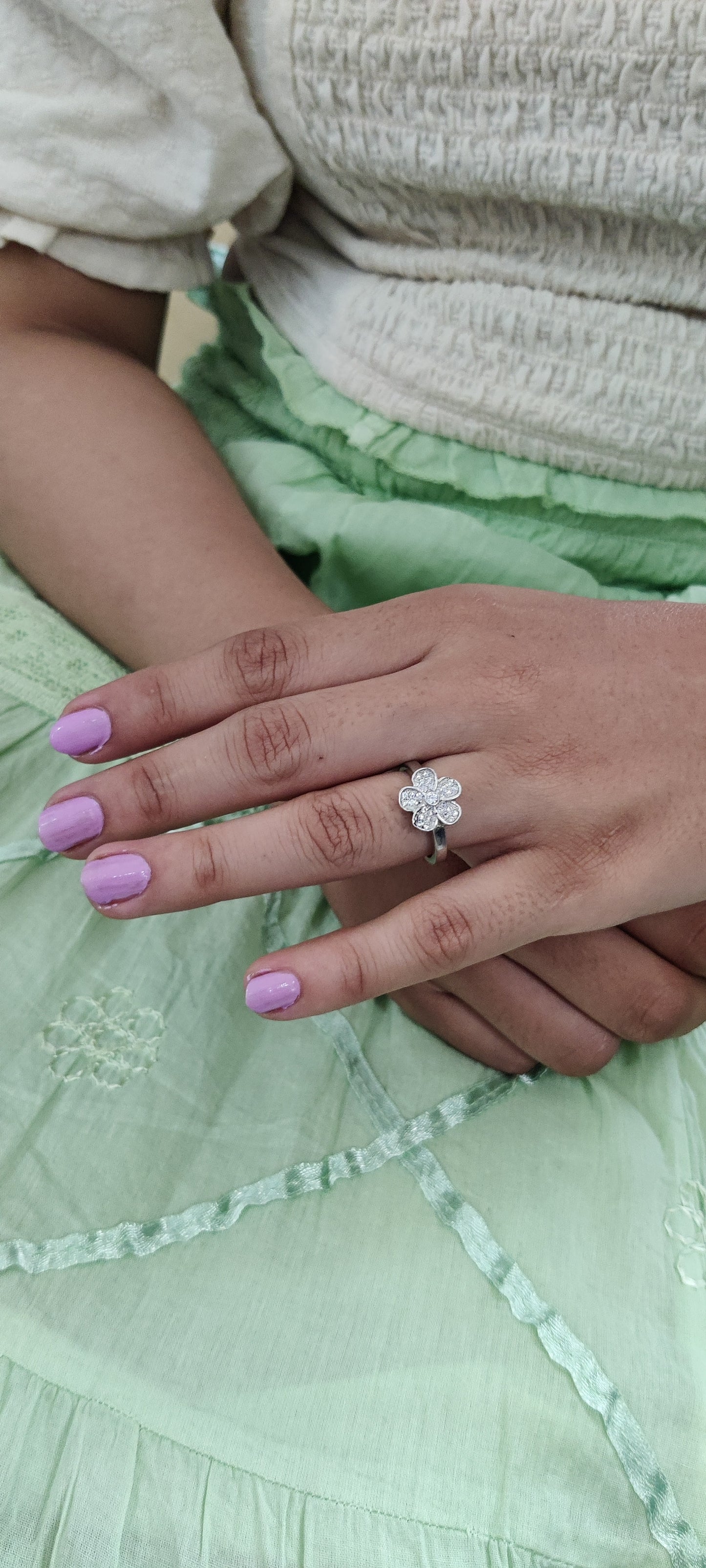 CZ Floral Ring – Pure 925 Silver