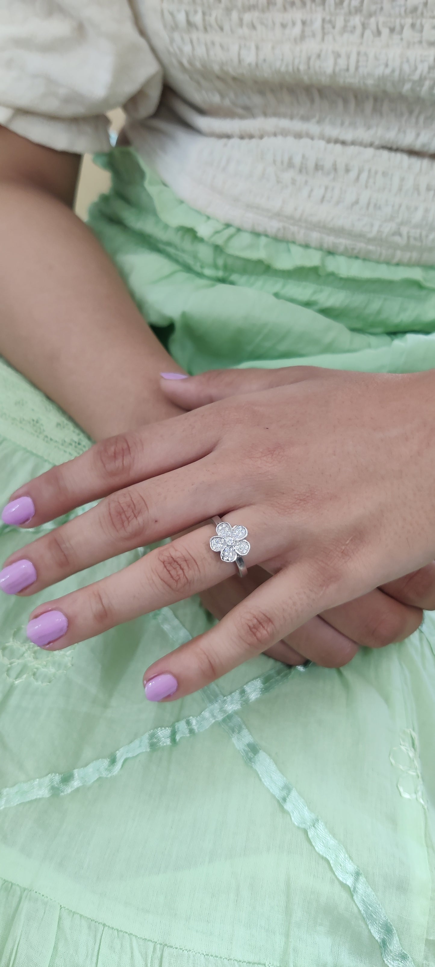 CZ Floral Ring – Pure 925 Silver