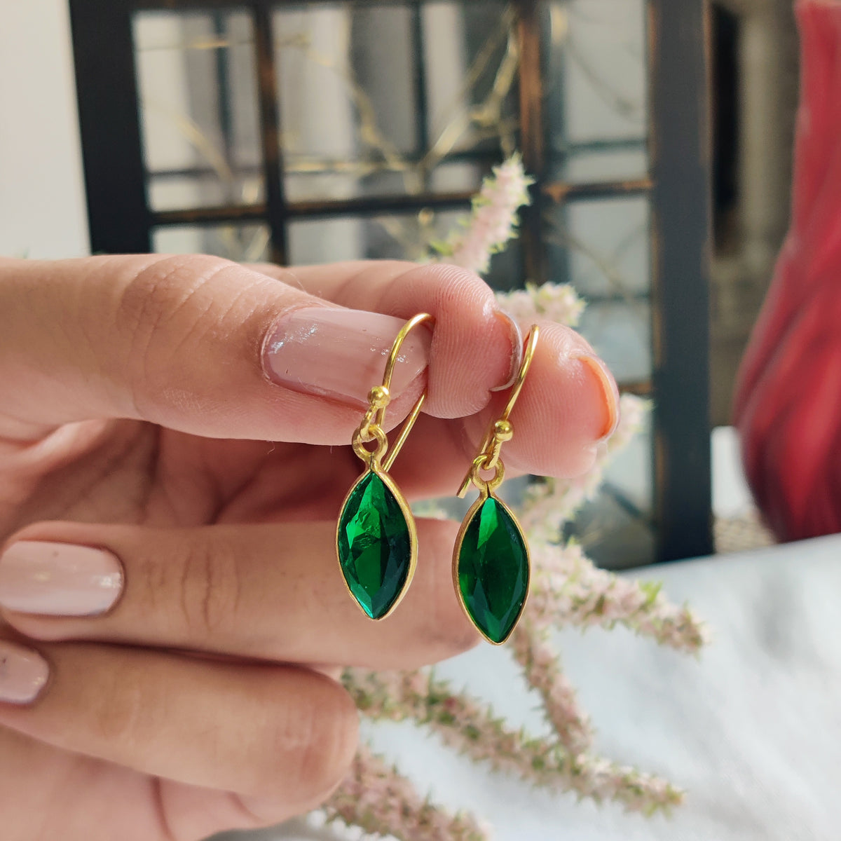 Elegant Fish Hook Earrings with Zircon Stones