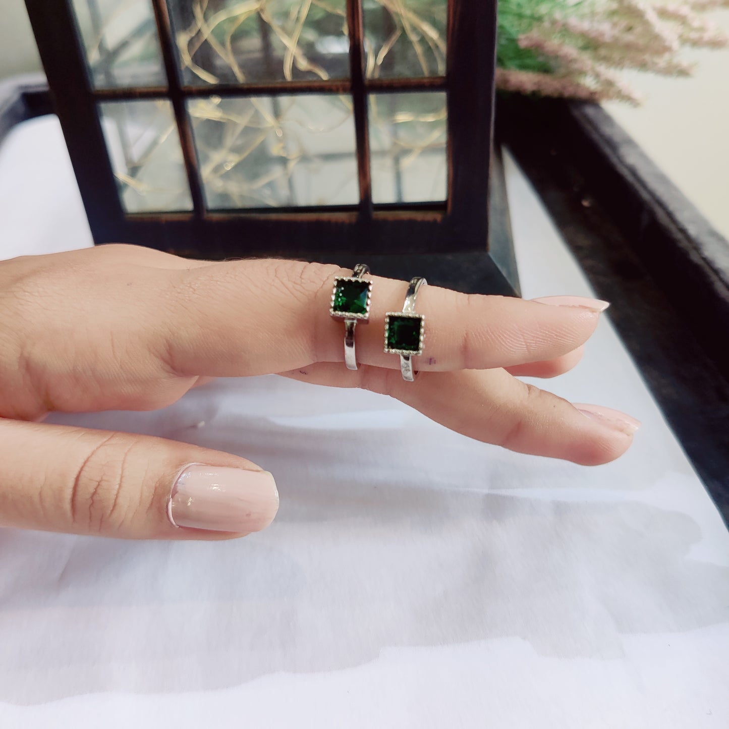 Green Stone Toe Rings