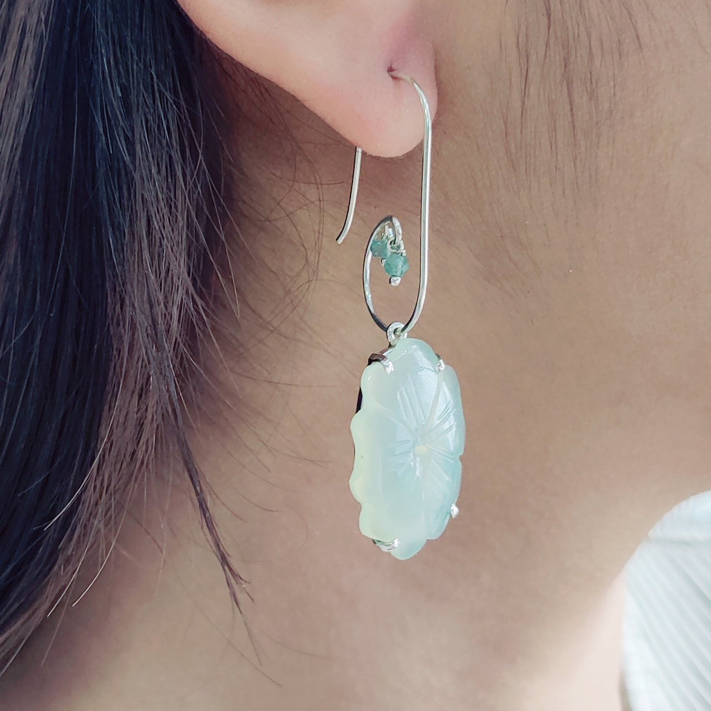 Aqua Calci Carved Earrings