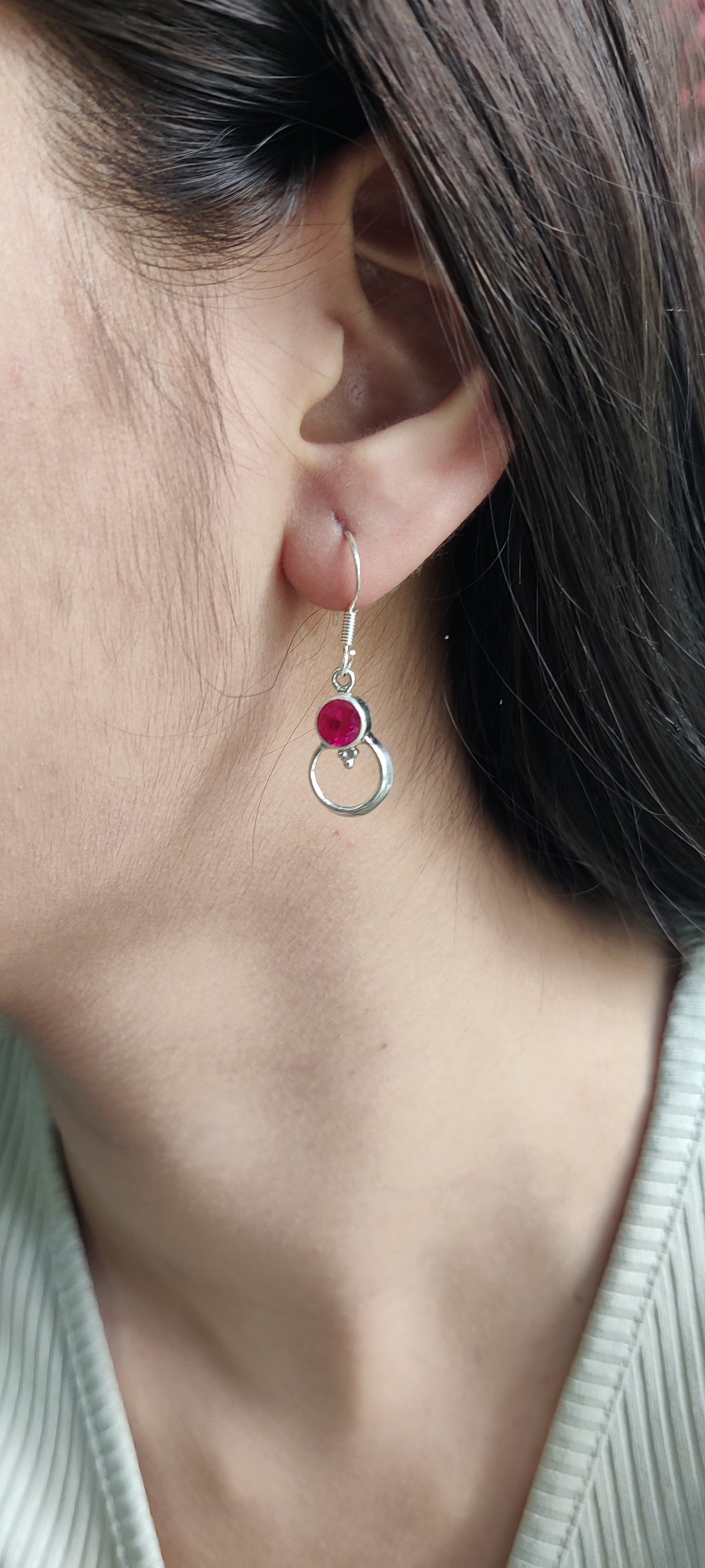 Ruby CZ Stone Earrings