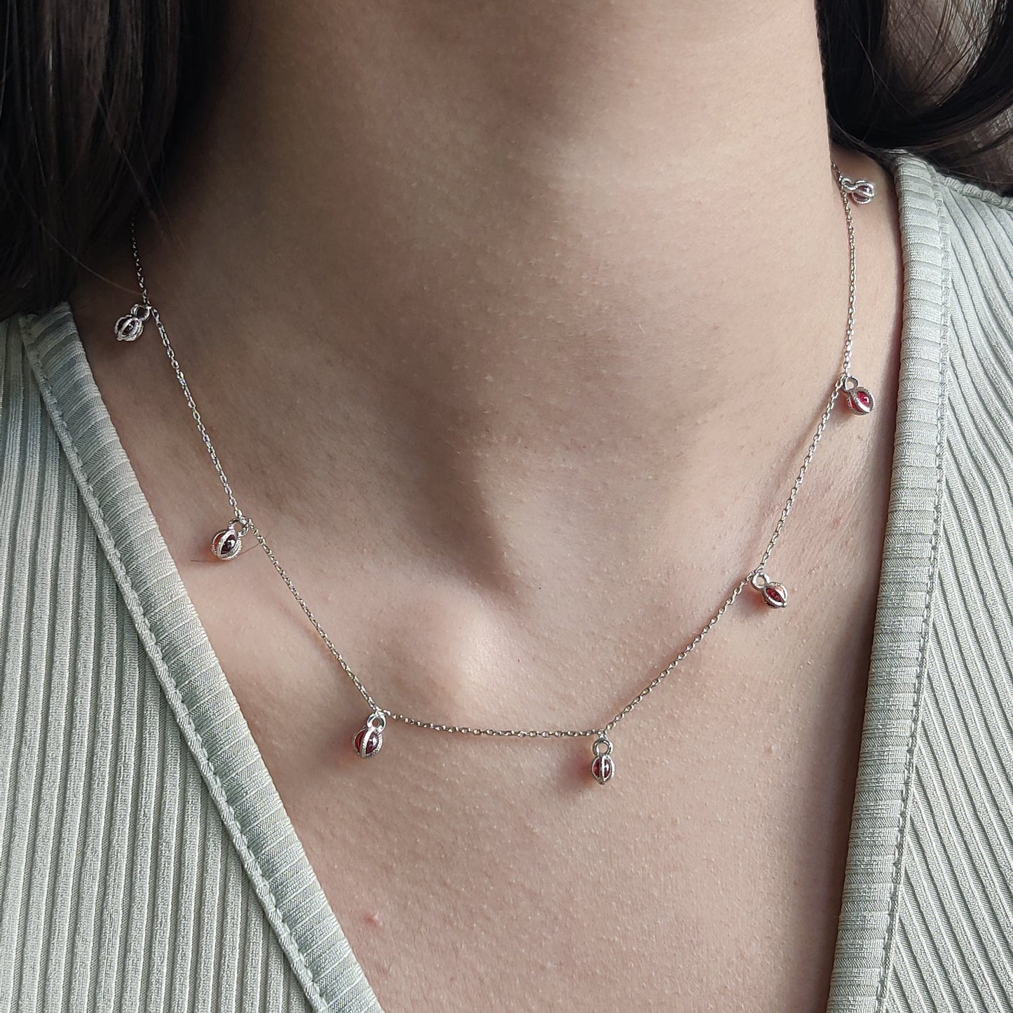 Elevate Your Look with Our Red Onyx Charm Necklace