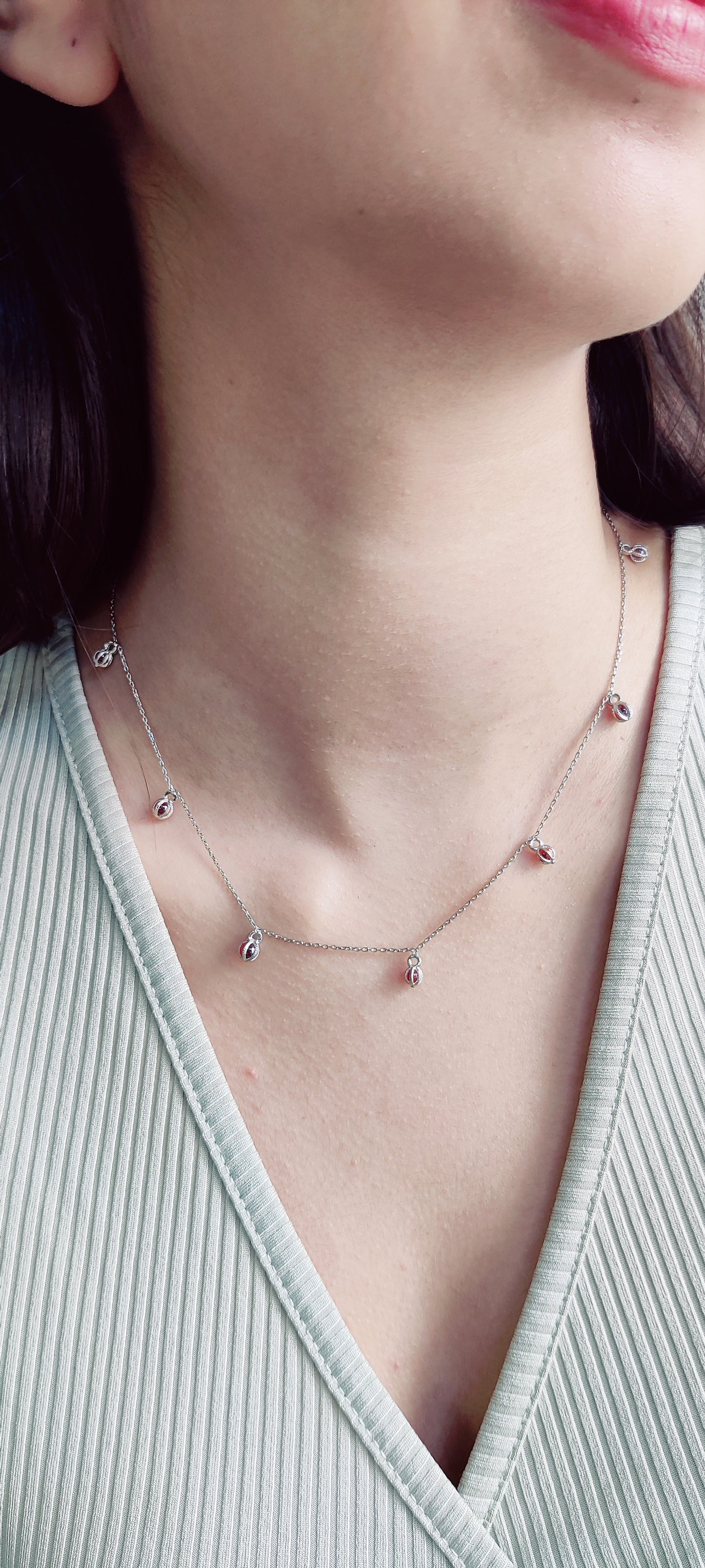 Elevate Your Look with Our Red Onyx Charm Necklace