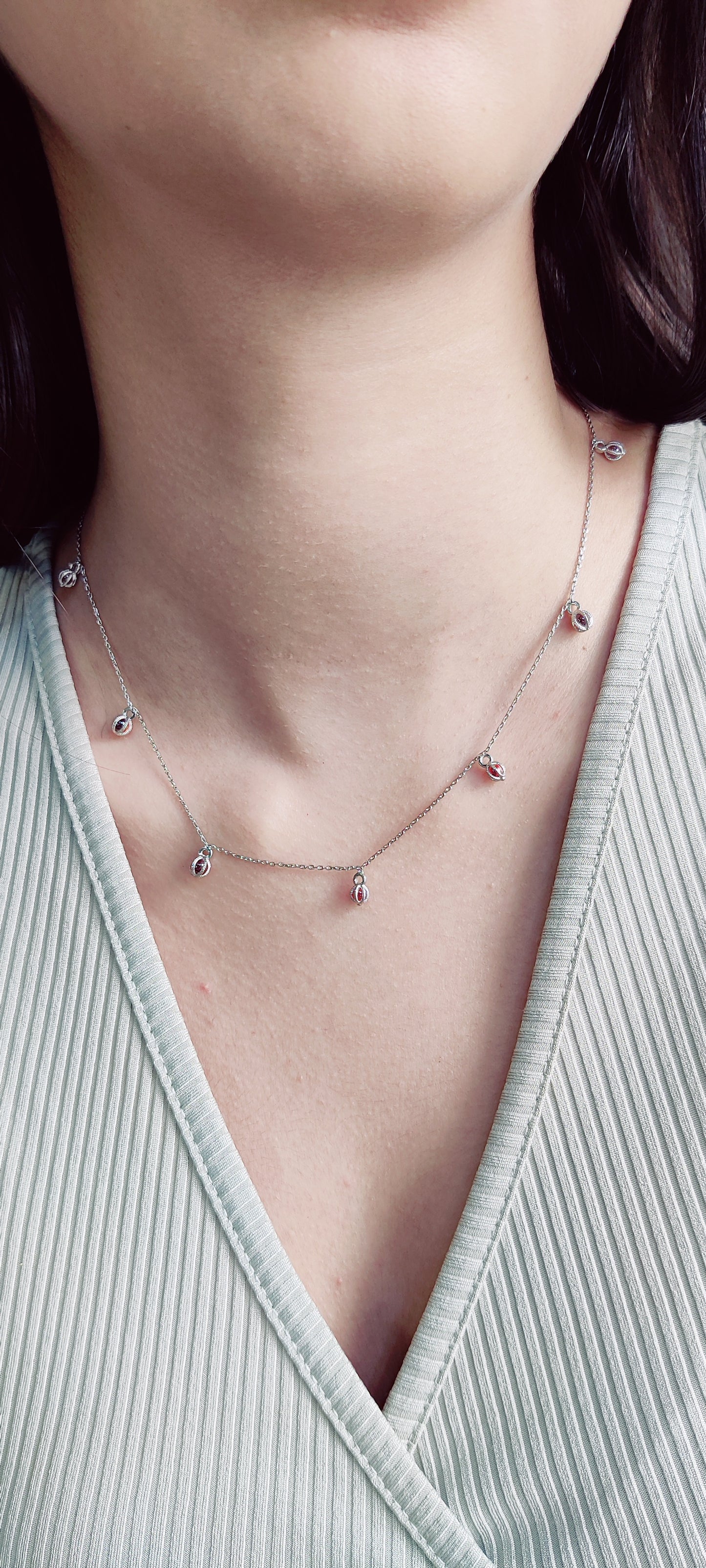 Elevate Your Look with Our Red Onyx Charm Necklace