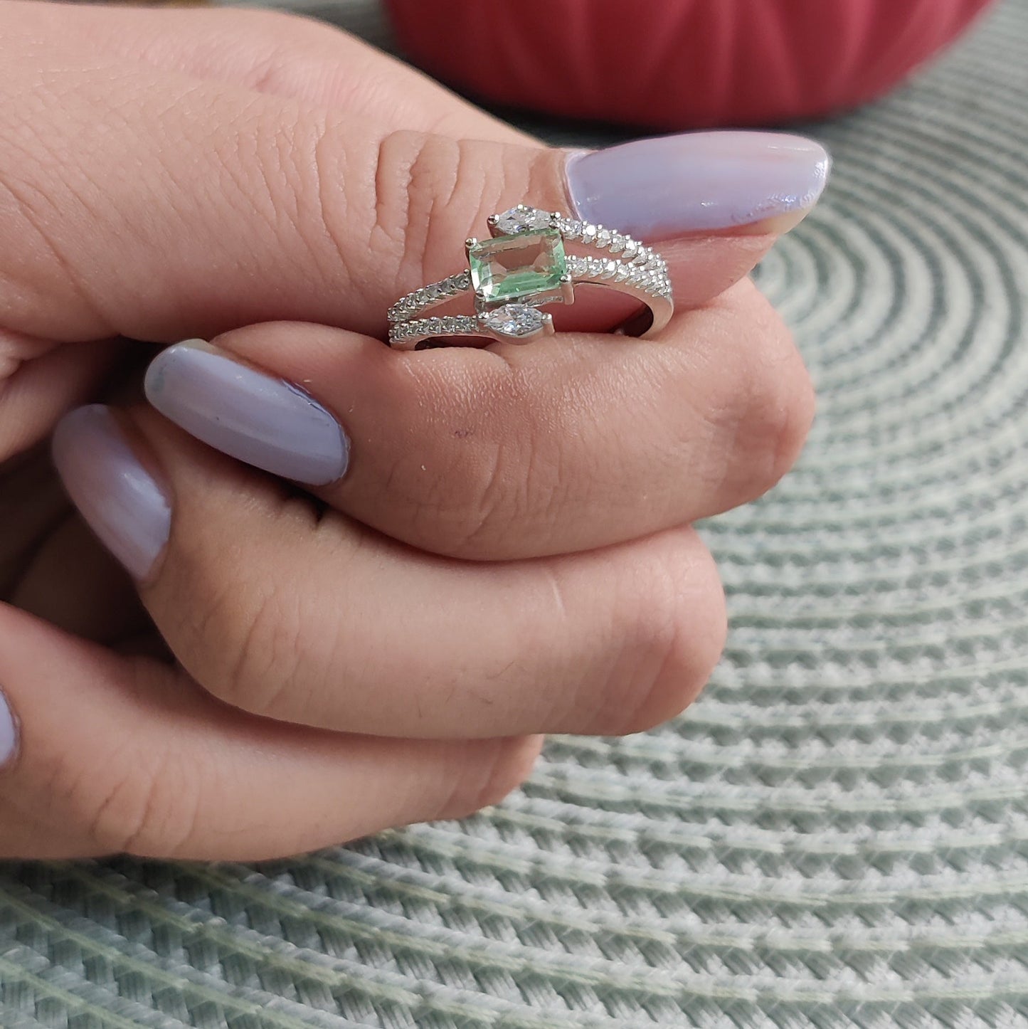 Baguette-Cut Green Stone Ring