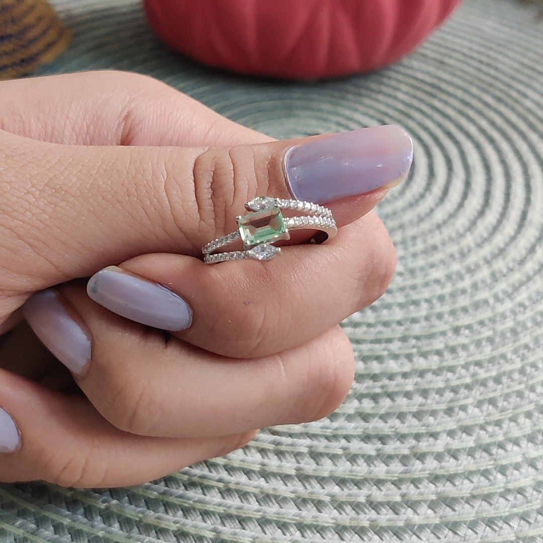 Green baguette Stone Ring