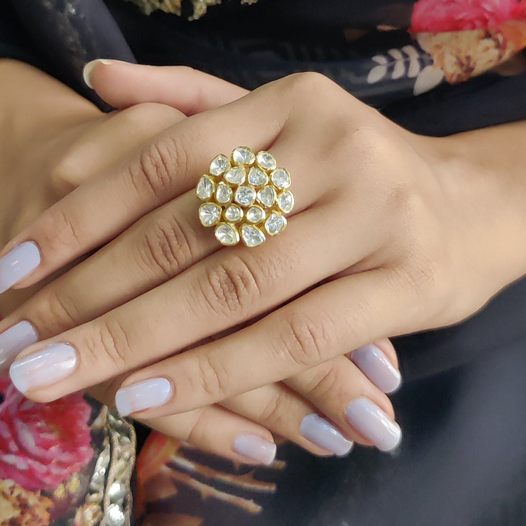 Moissanite Polki Big Statement Ring