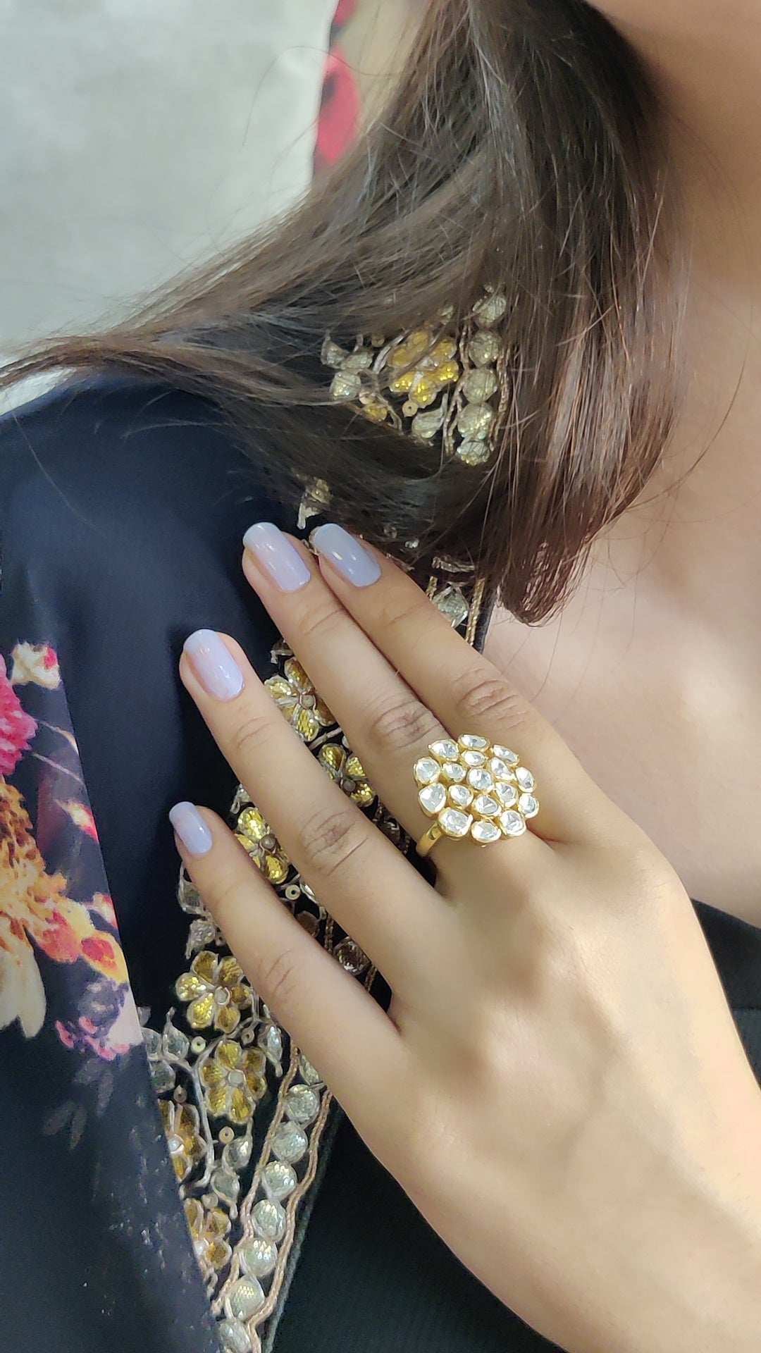 Moissanite Polki Big Statement Ring