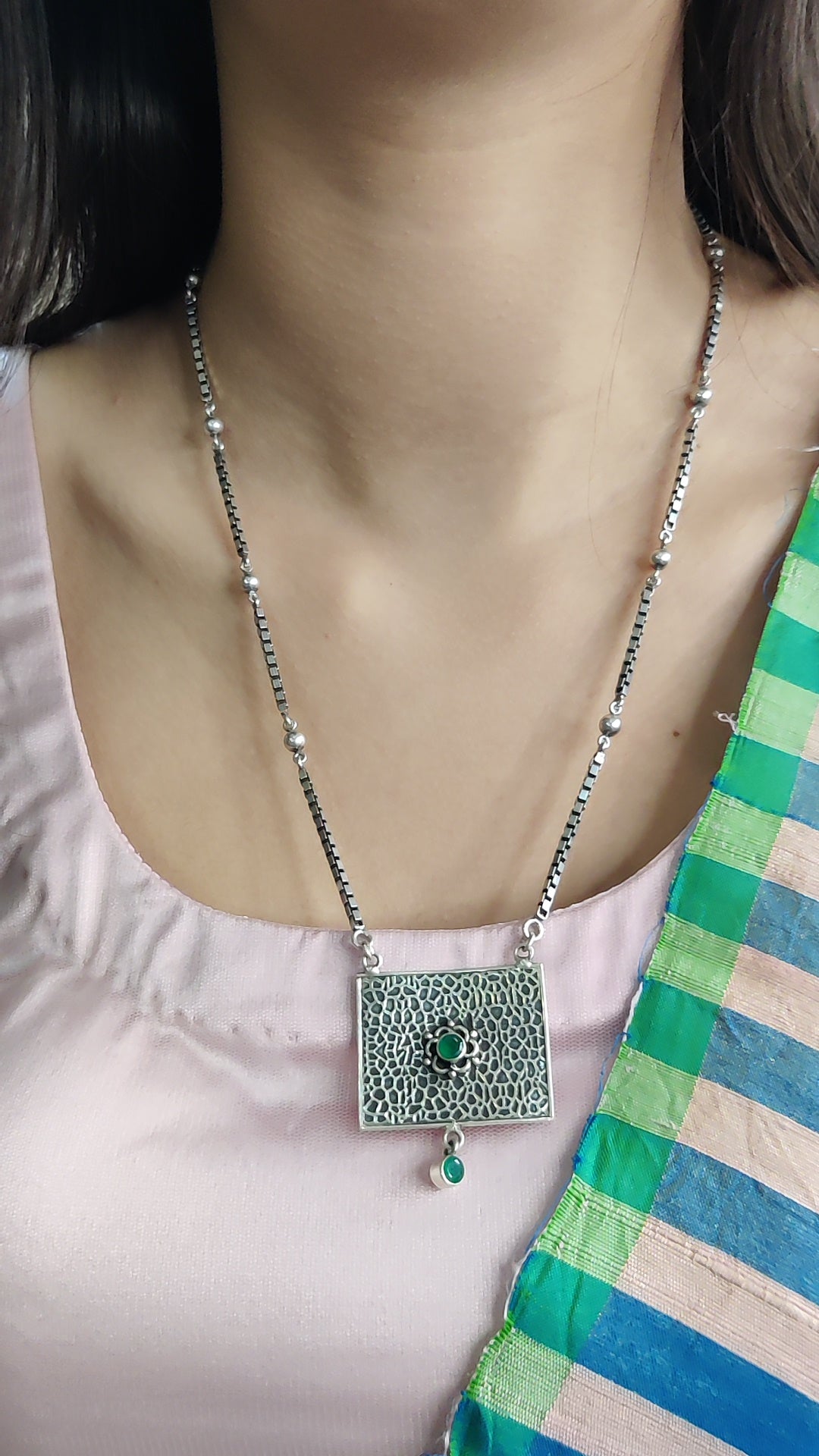 Carved Chitai Work Pendent Chain