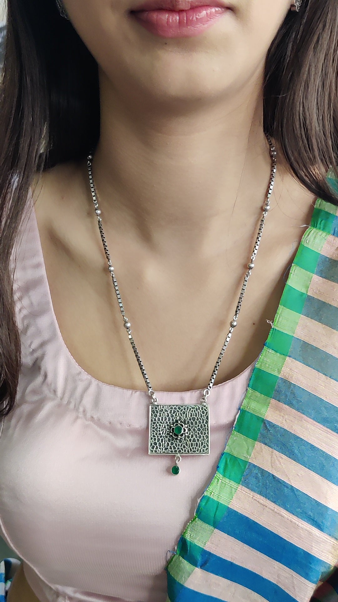Carved Chitai Work Pendent Chain