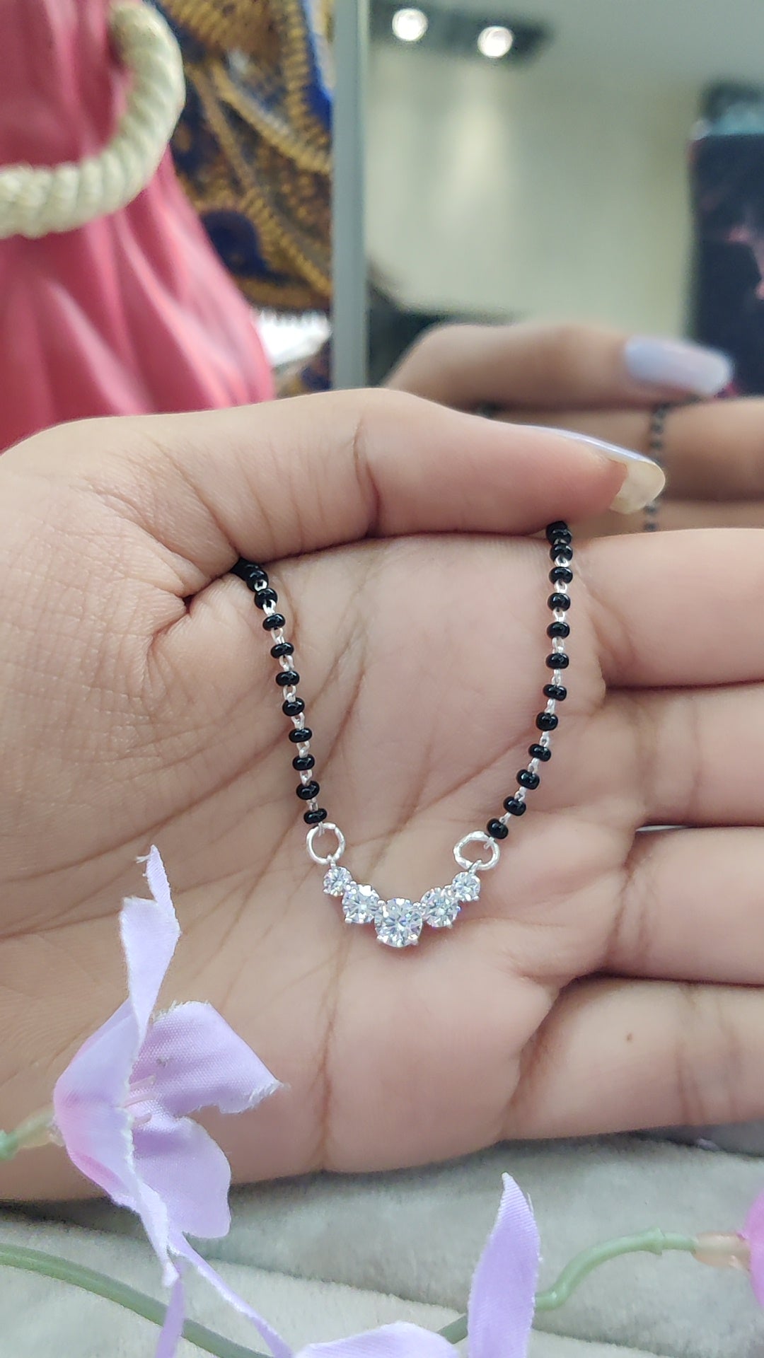 Elegant CZ solitaire Pendant Mangalsutra
