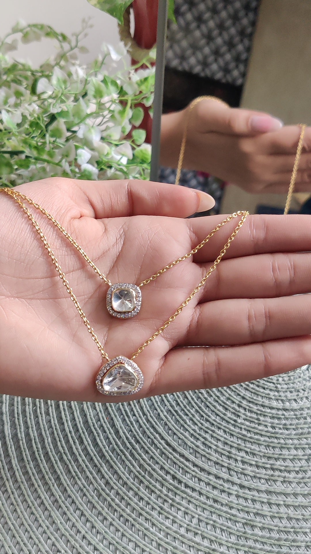 Moissanite Polki Double Layer Necklace