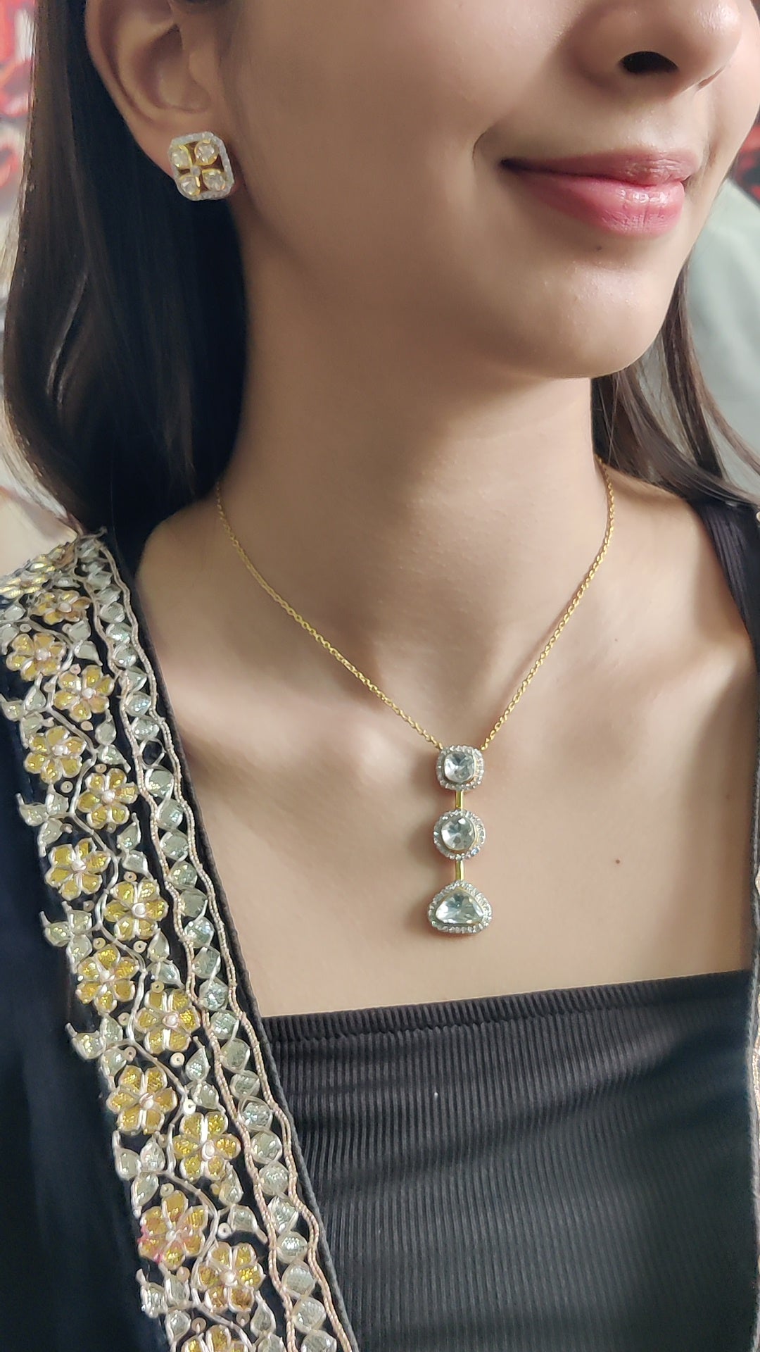 Exquisite Moissanite Polki Necklace