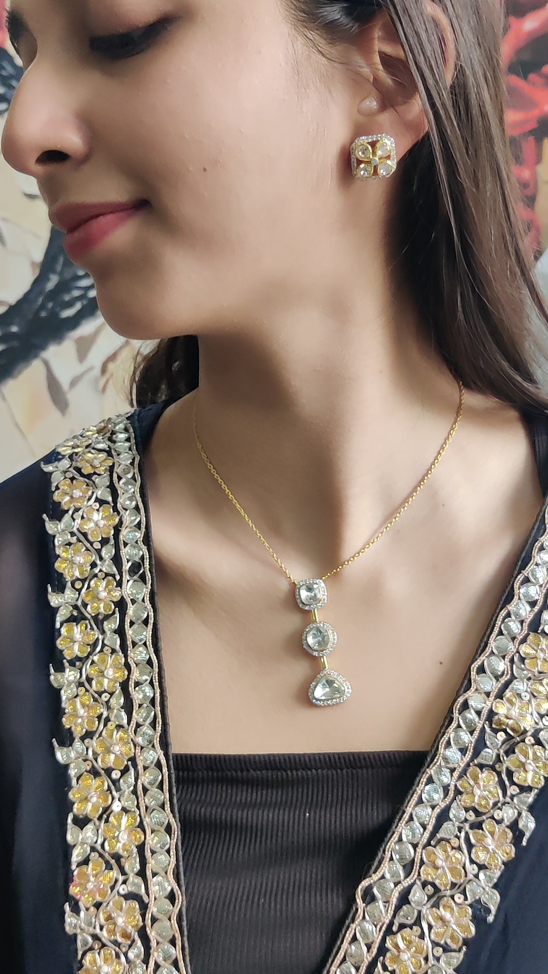 Exquisite Moissanite Polki Necklace