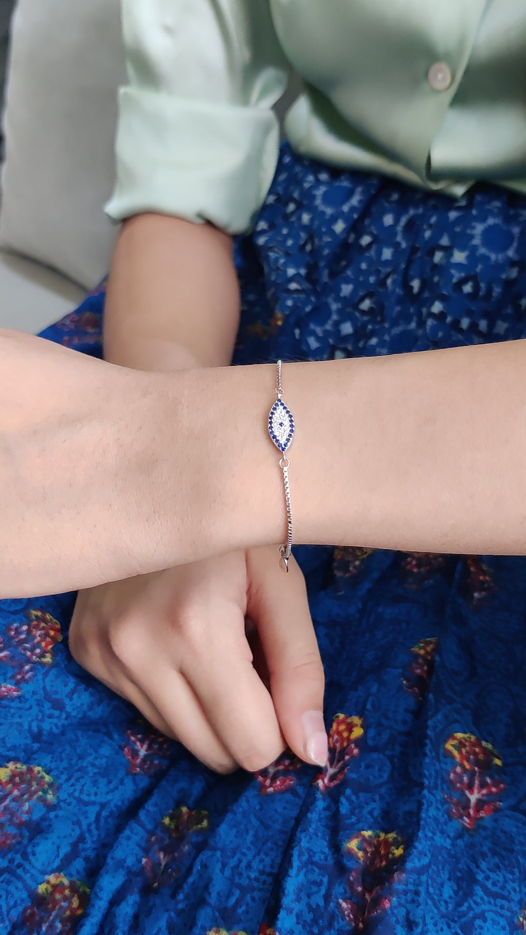 CZ Stone Evil Eye Chain Bracelet