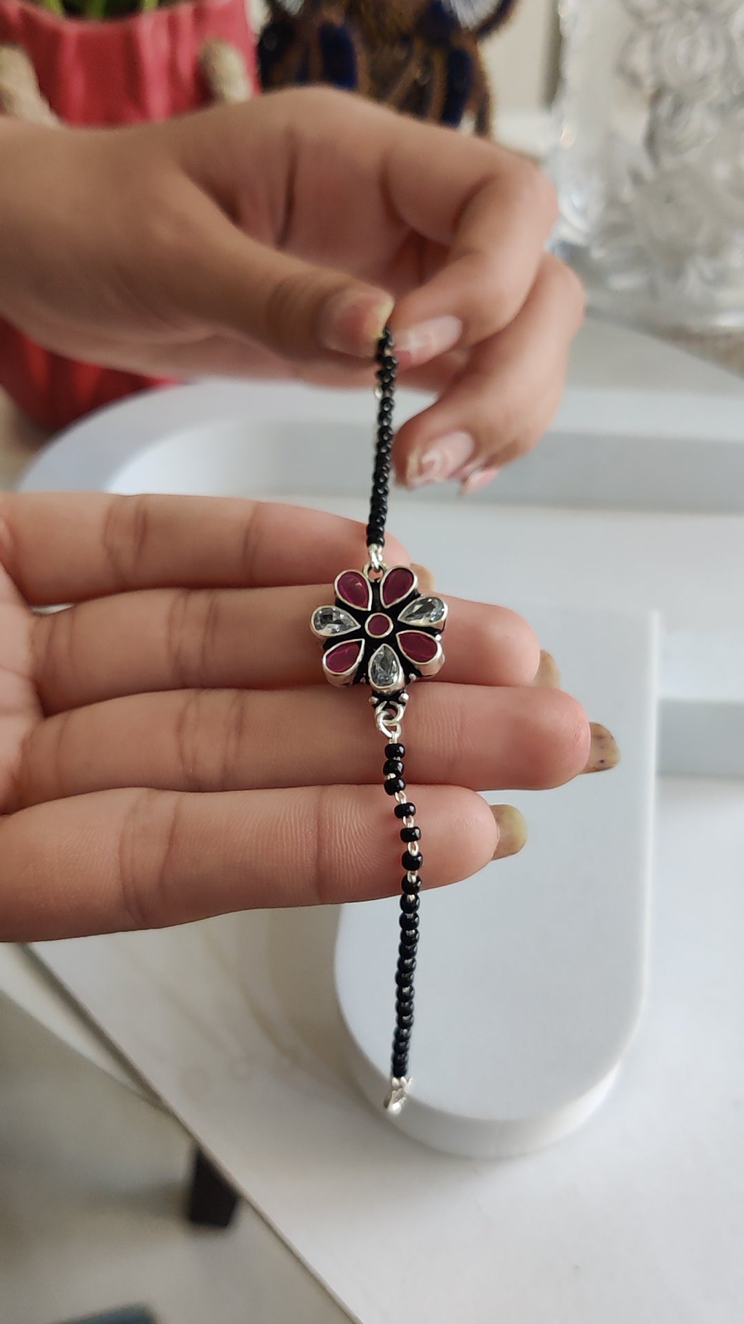 CZ Stone Floral Motif Mangalsutra Bracelet