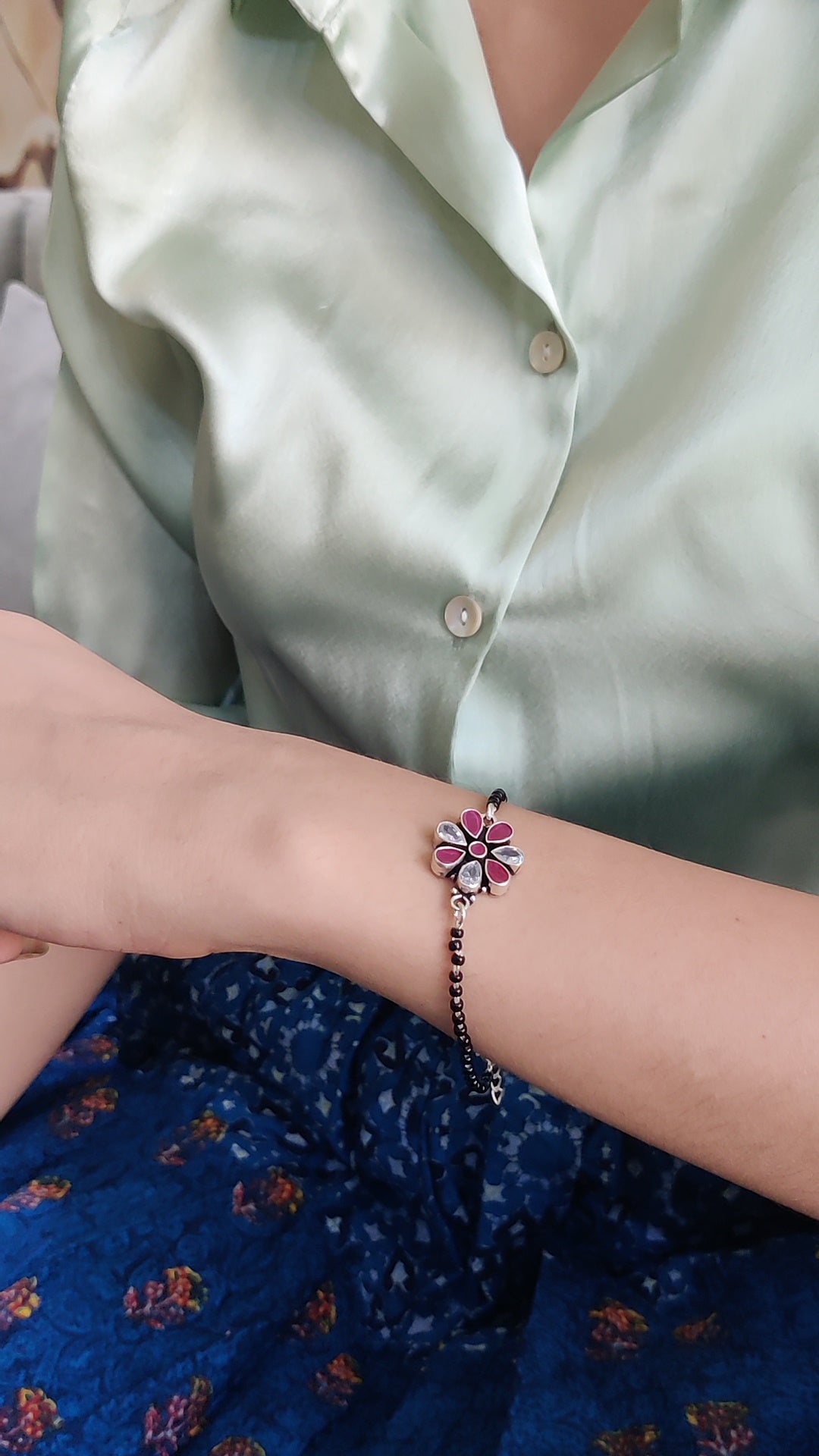 CZ Stone Floral Motif Mangalsutra Bracelet