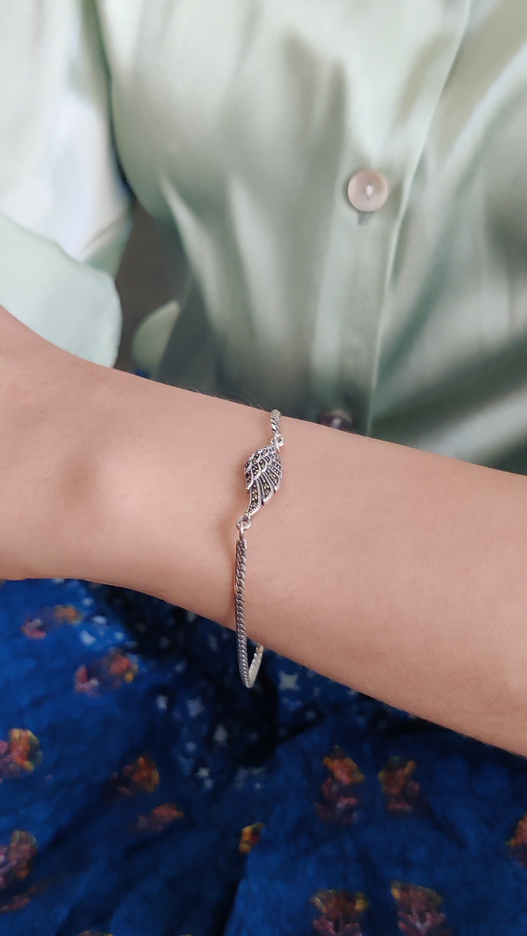 Marcasite Feather Chain Bracelet