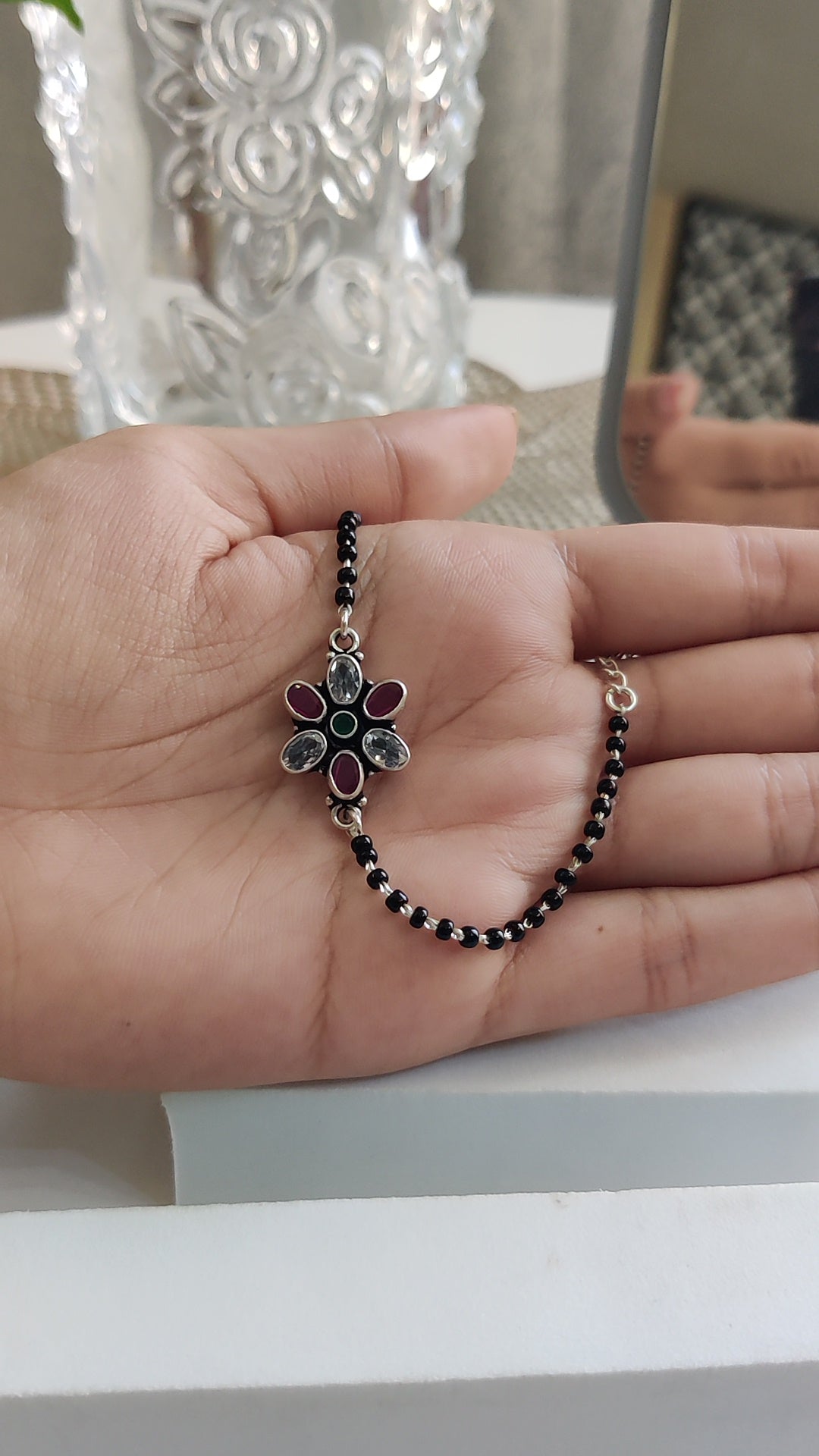 CZ Stone Floral Motif Mangalsutra Bracelet
