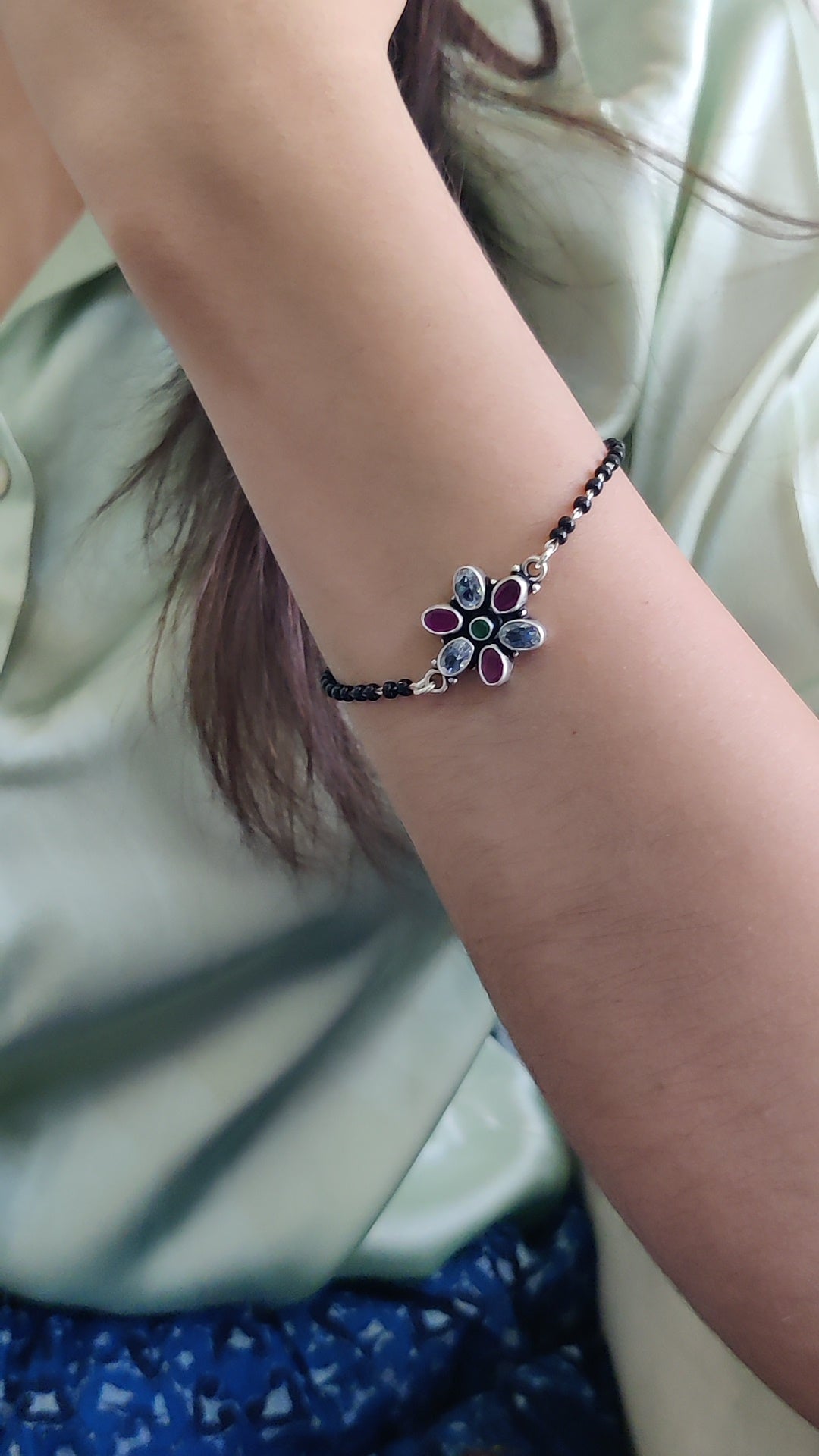 CZ Stone Floral Motif Mangalsutra Bracelet