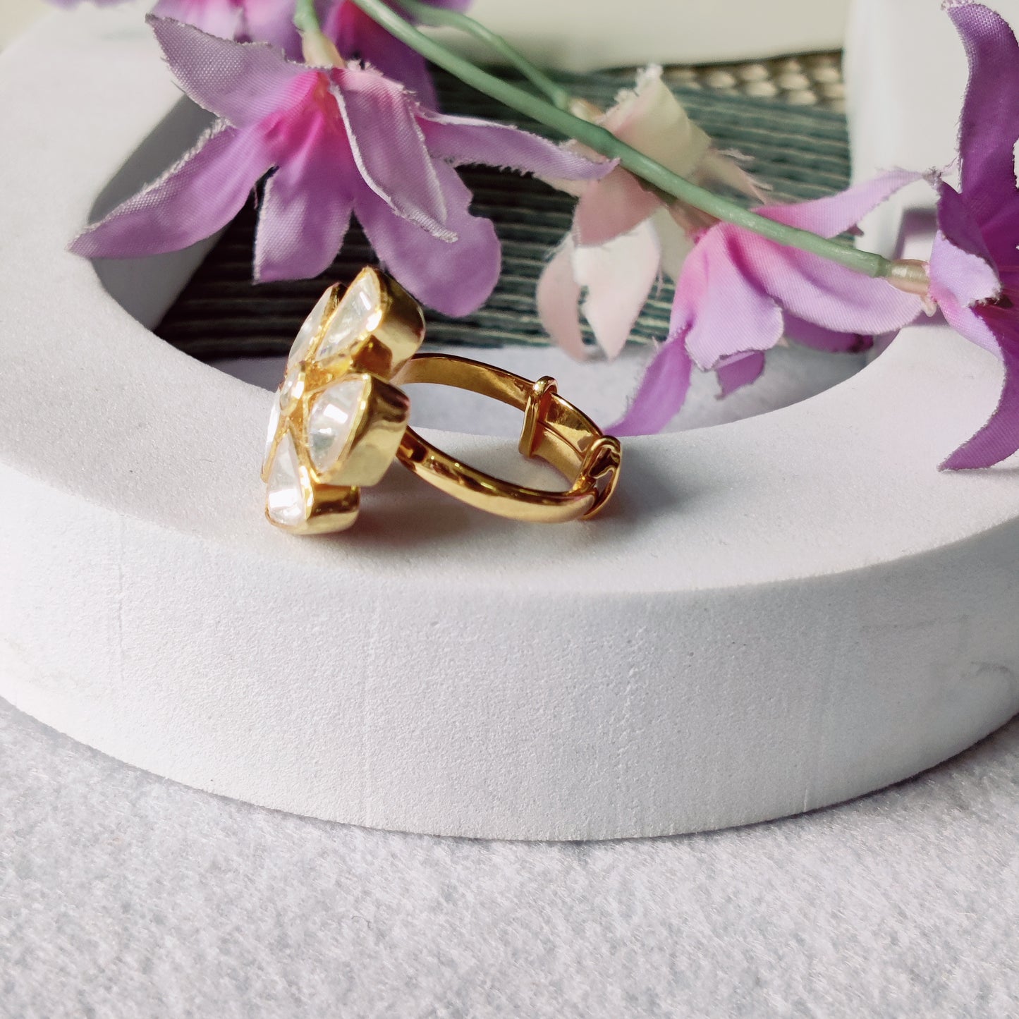 Zehra – Moissanite Polki Floral Ring