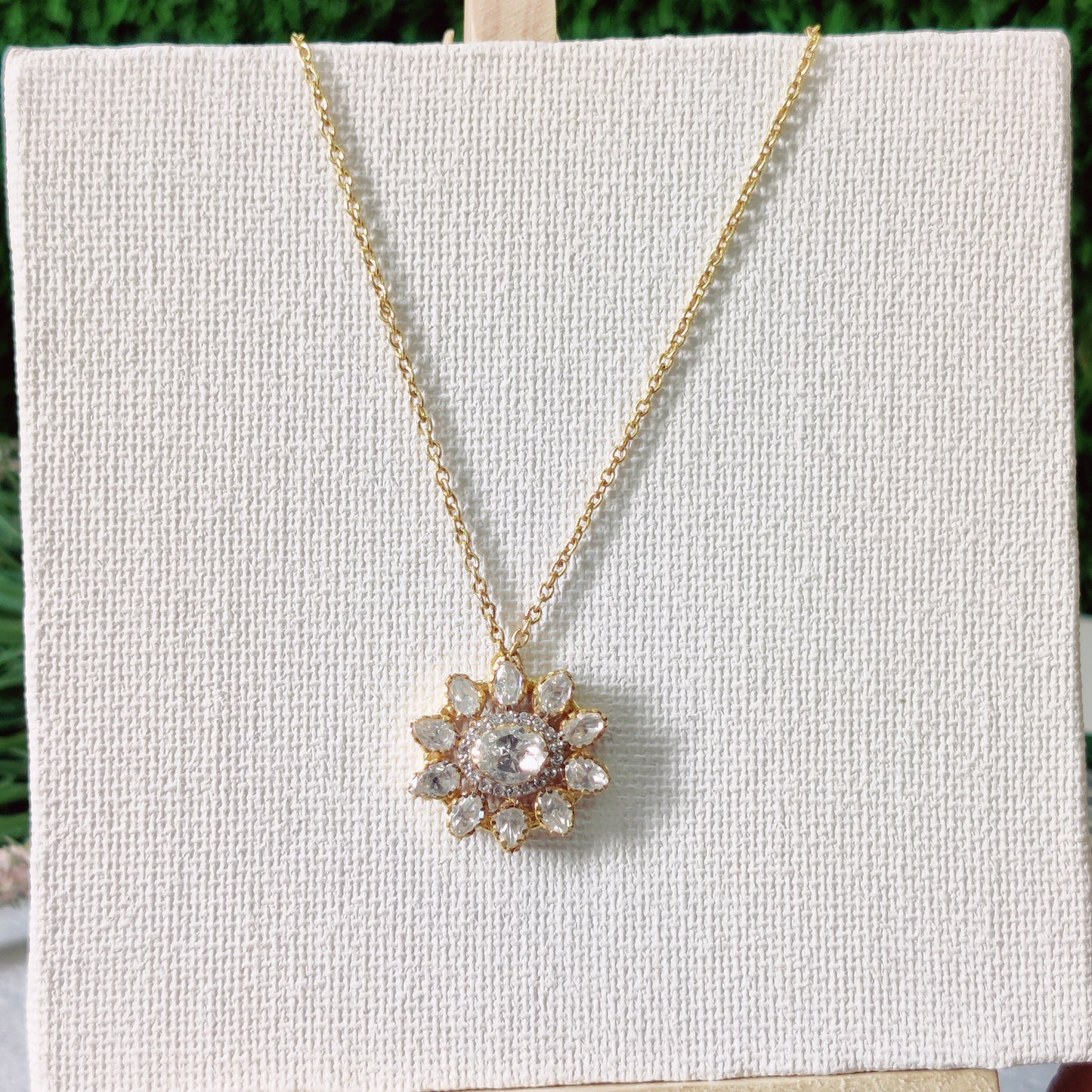 Moissanite Sunflower Pendant with Chain