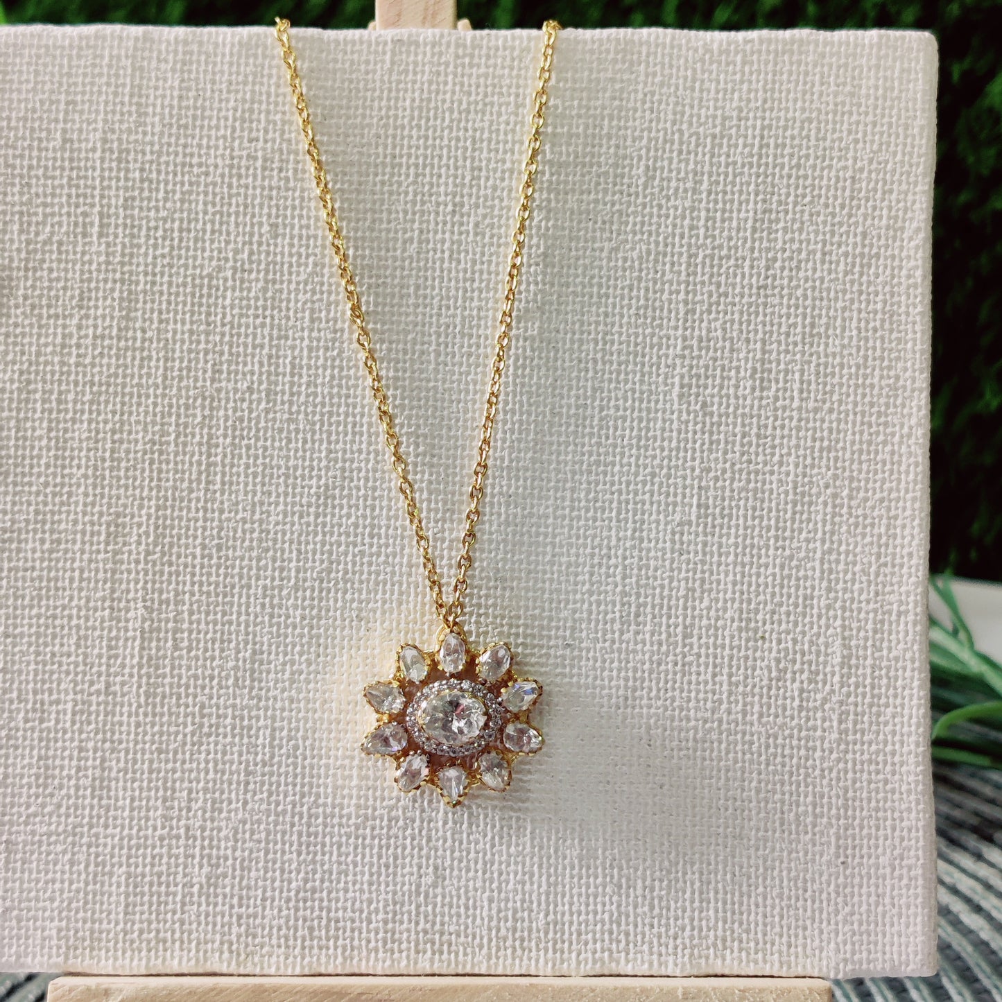 Moissanite Sunflower Pendant with Chain