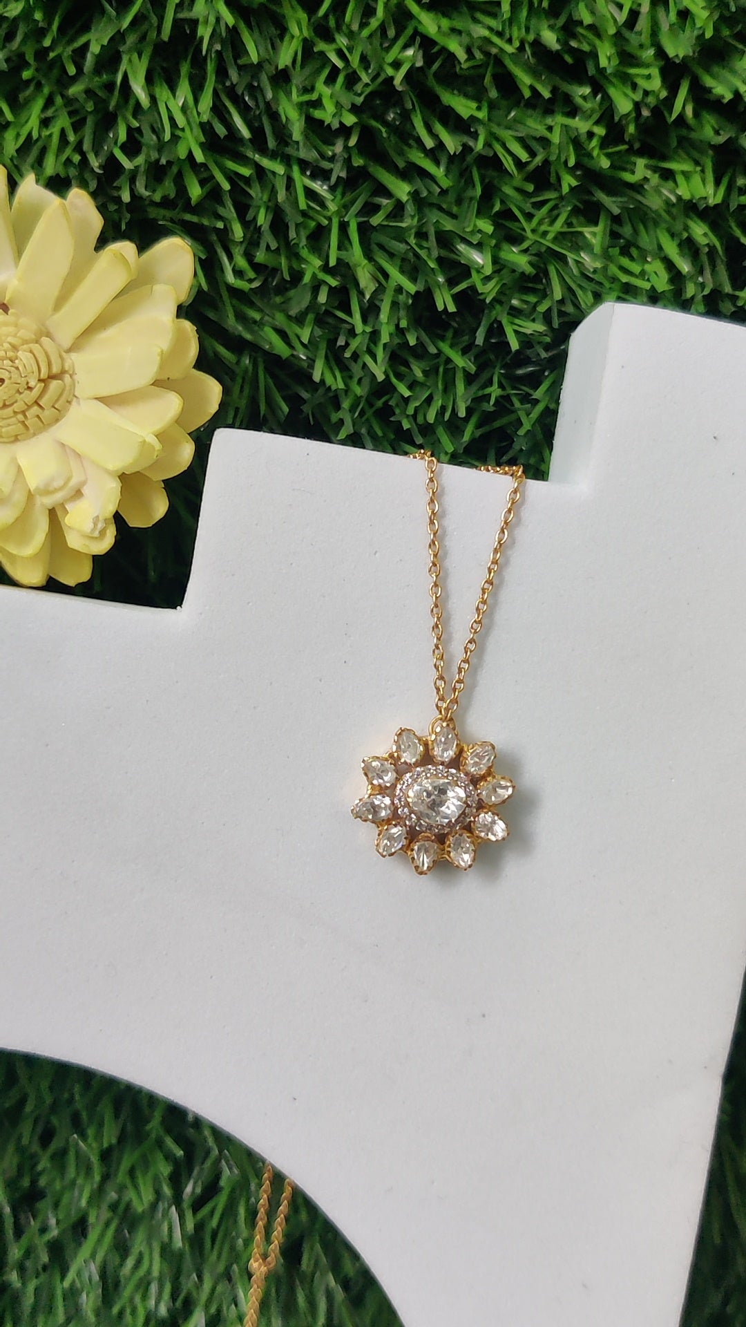 Moissanite Sunflower Pendant with Chain