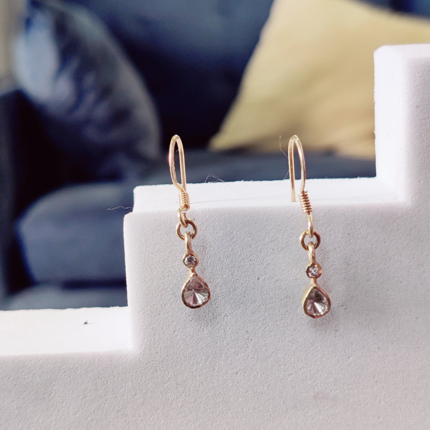 Elegant Round & Pear Drop Fish Hook Earrings