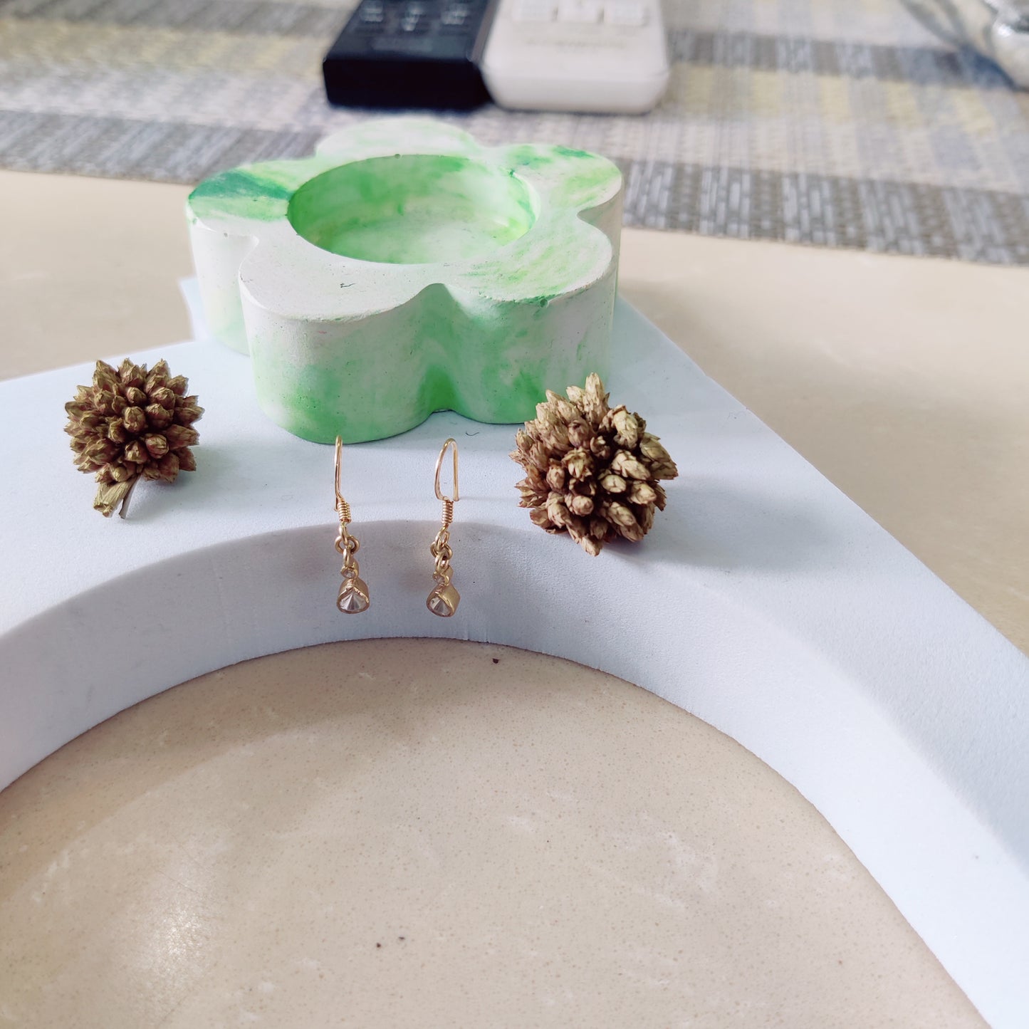Elegant Round & Pear Drop Fish Hook Earrings