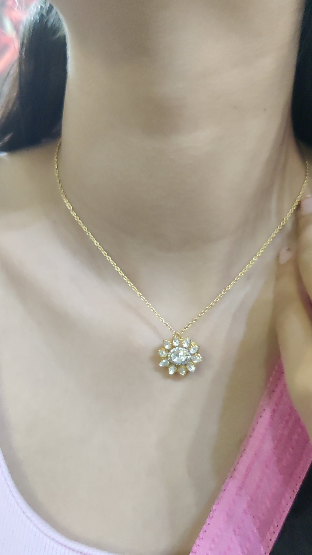 Moissanite Sunflower Pendant with Chain