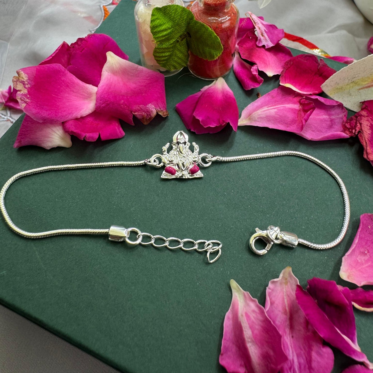 Ganpati Grace Silver Rakhi