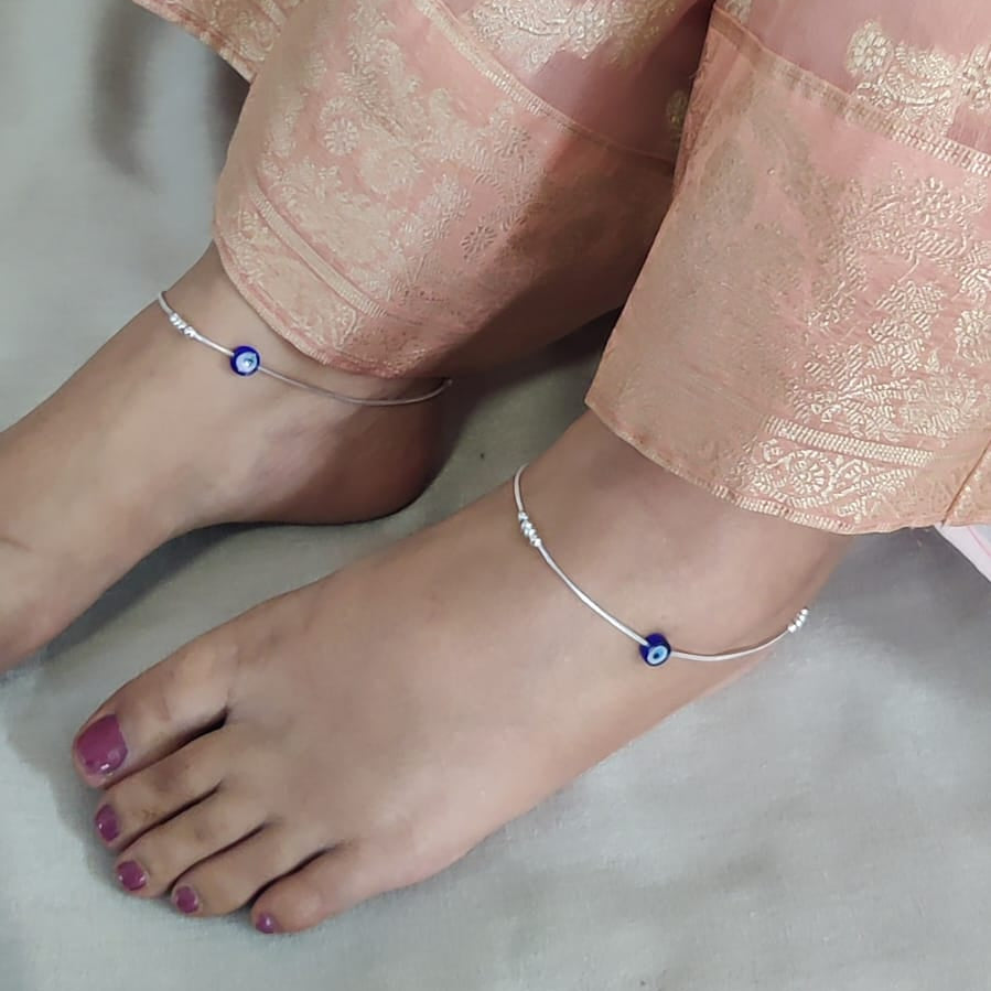 Evil Eye & Silver Beads Anklet