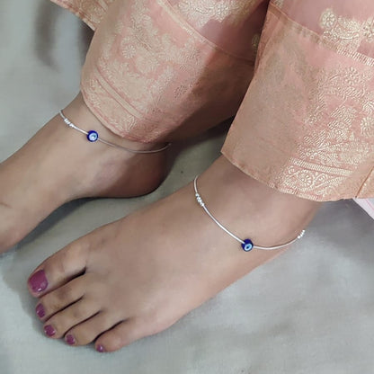 Evil Eye & Silver Beads Anklet