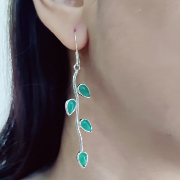 Leaf-style dangler earrings