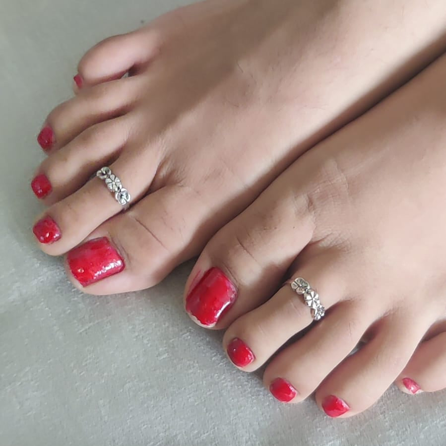 Floral line Bangkok Toe Rings Pure silver 925 hallmarked