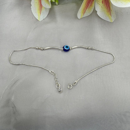 Elegant Evil Eye Pure Silver Anklet – Everyday Protection
