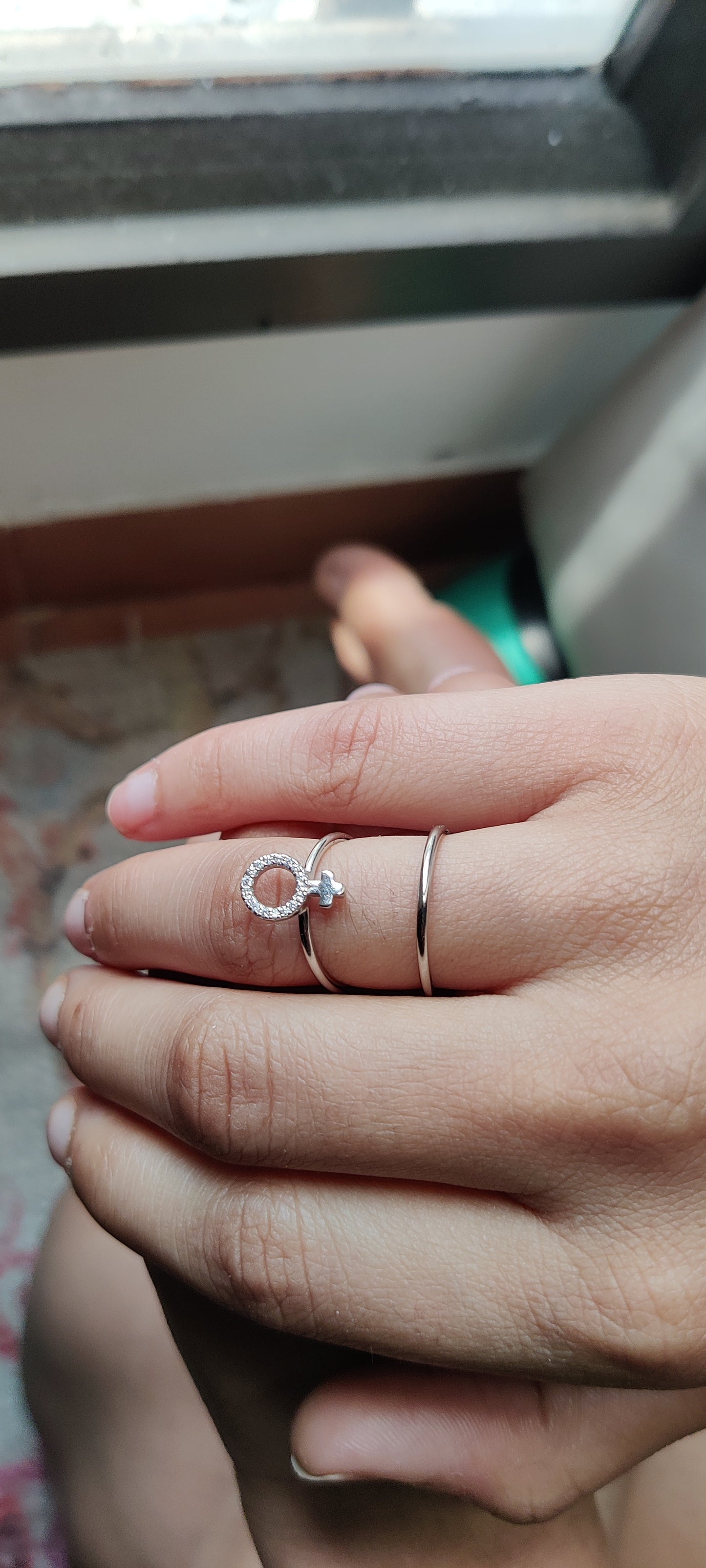 Celeste Spark – Adjustable CZ vancy Silver Ring
