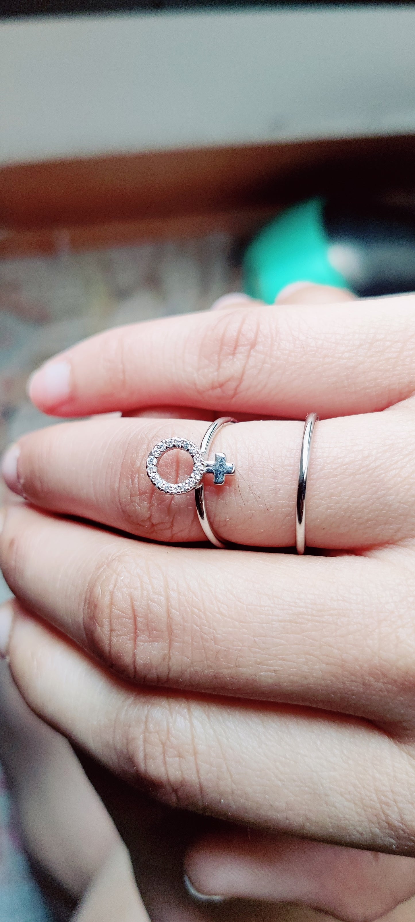 Celeste Spark – Adjustable CZ vancy Silver Ring