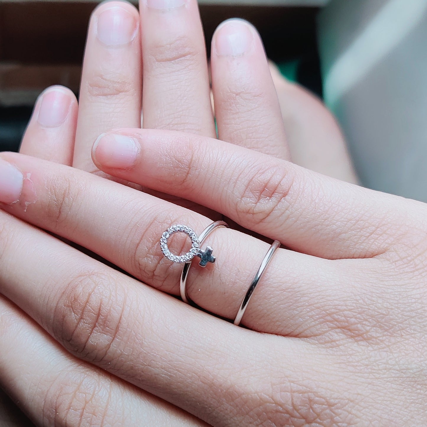 Celeste Spark – Adjustable CZ vancy Silver Ring