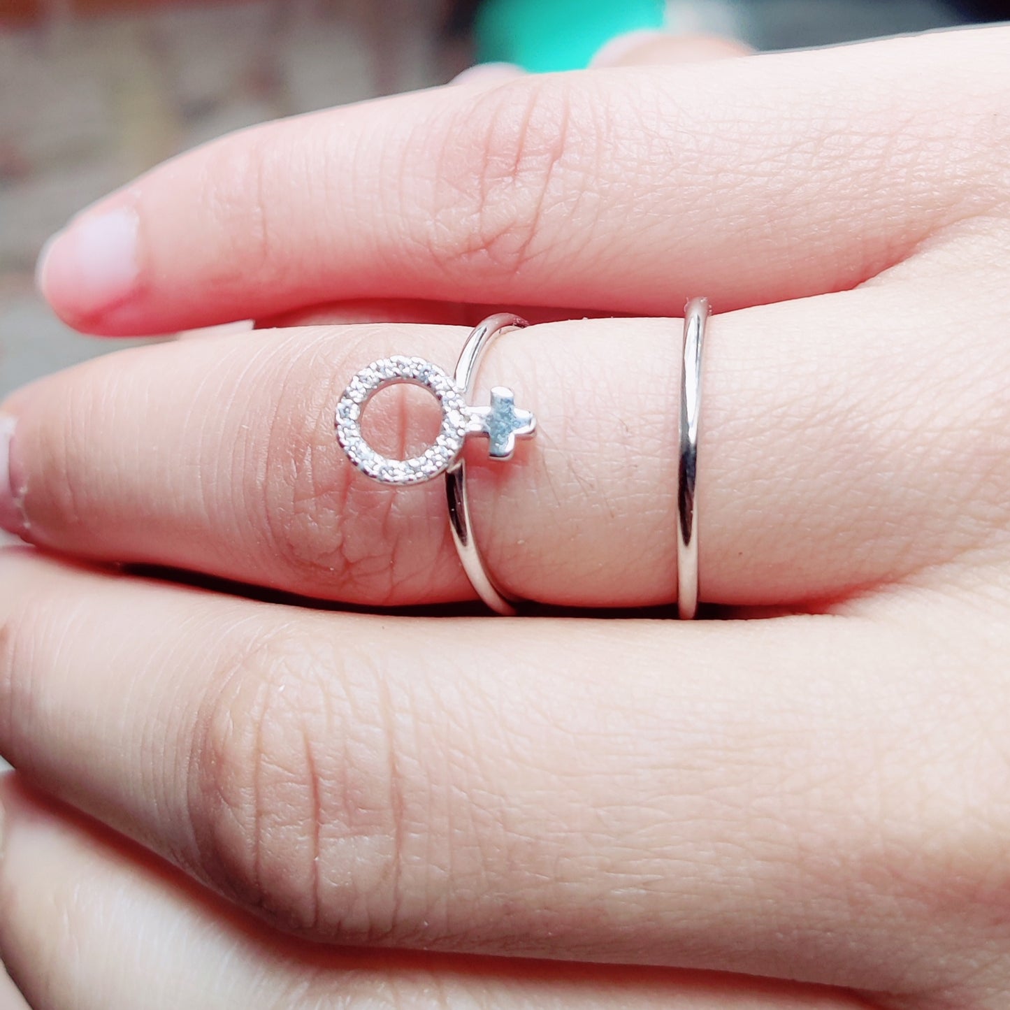 Celeste Spark – Adjustable CZ vancy Silver Ring