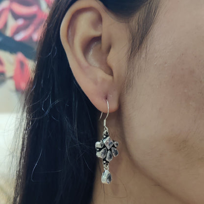 Cut Stone Floral Dangler Earrings