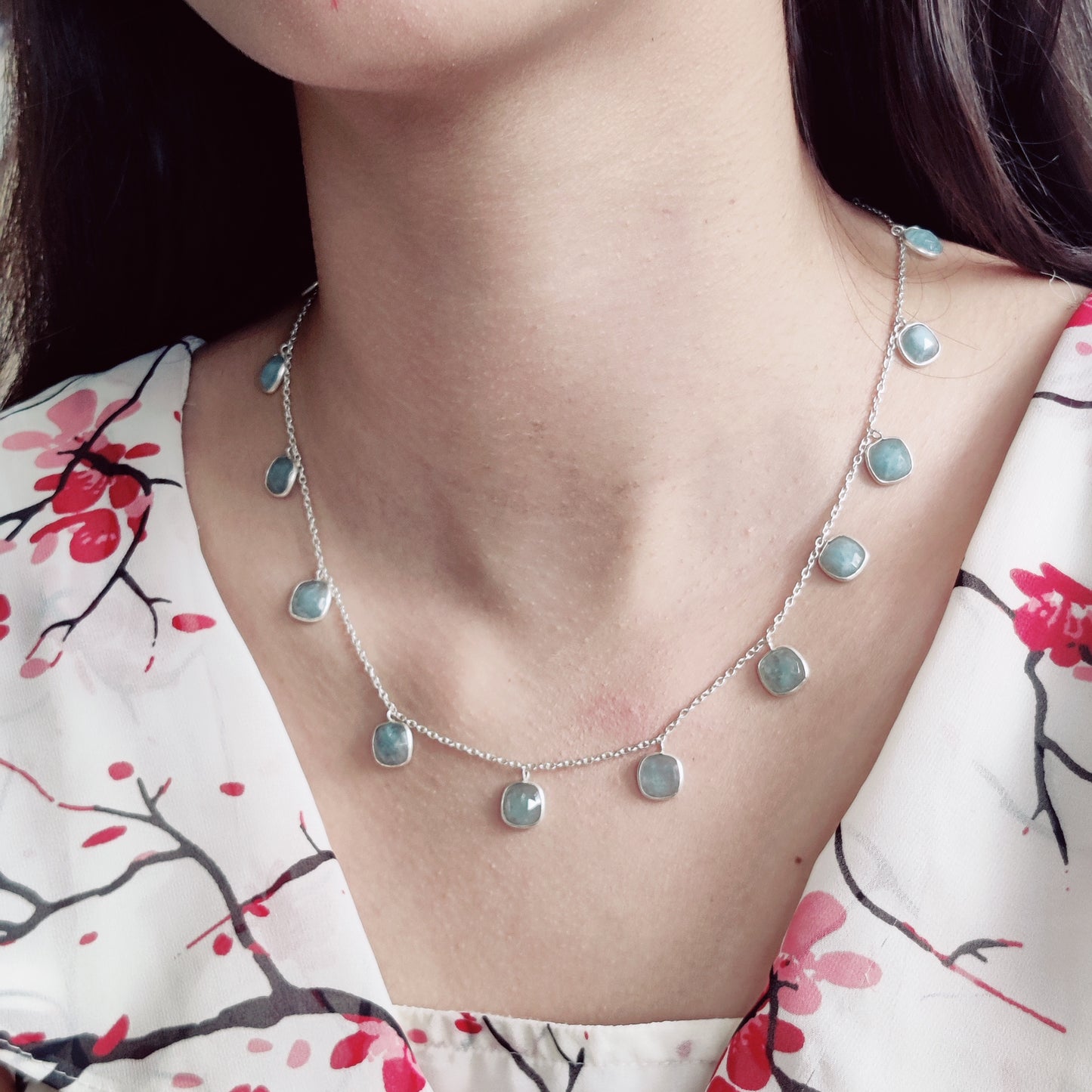 Aqua Calci Charm Necklace