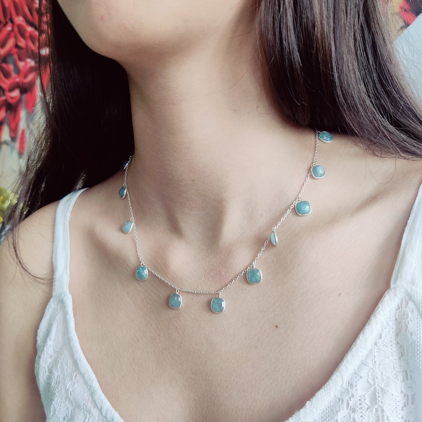 Aqua Calci Charm Necklace