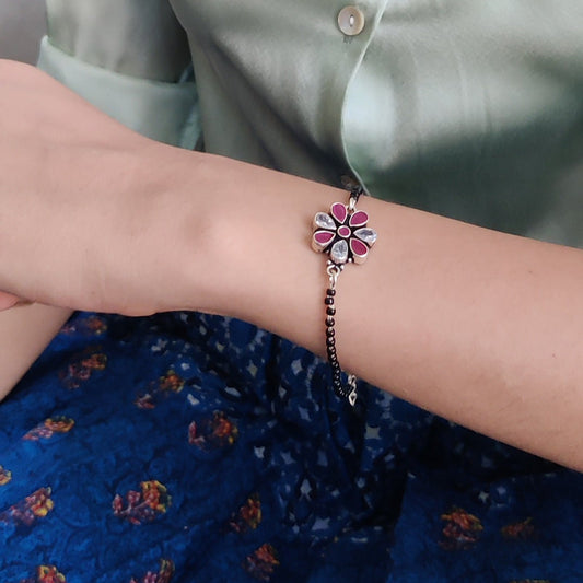 CZ Stone Floral Motif Mangalsutra Bracelet