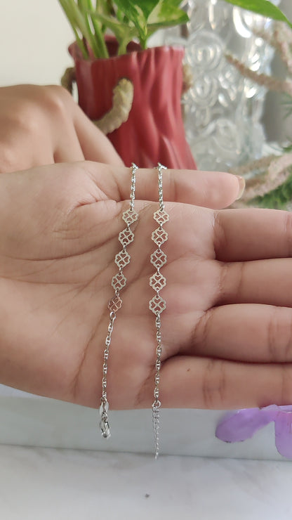 Beautifully Carved Heart Floral Anklet – Pure Silver